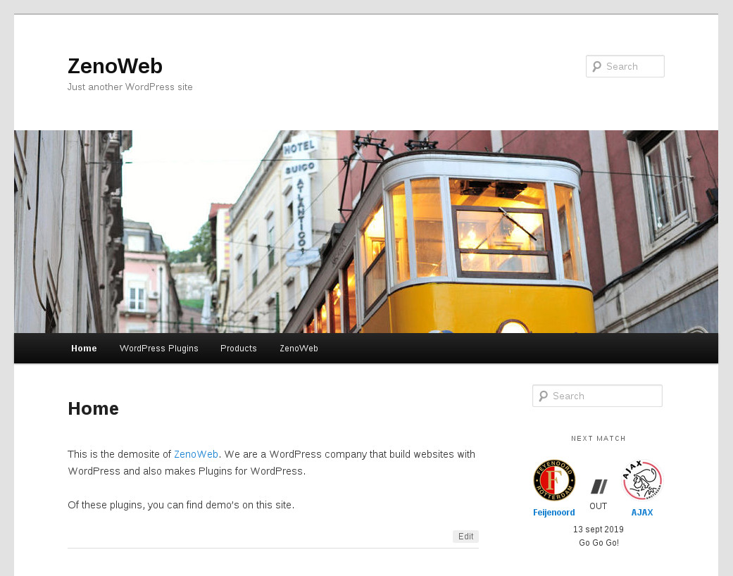 Frontend of the widget, with both teams for the match displayed.