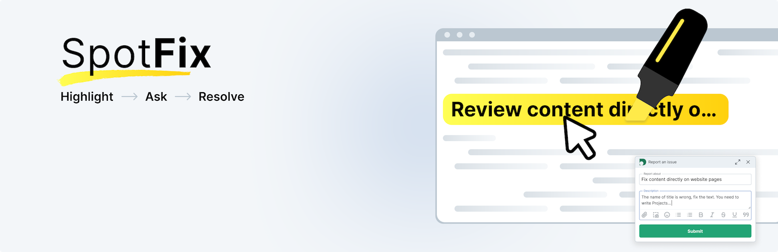 Bug reporting tool & Website feedback. Spotfix