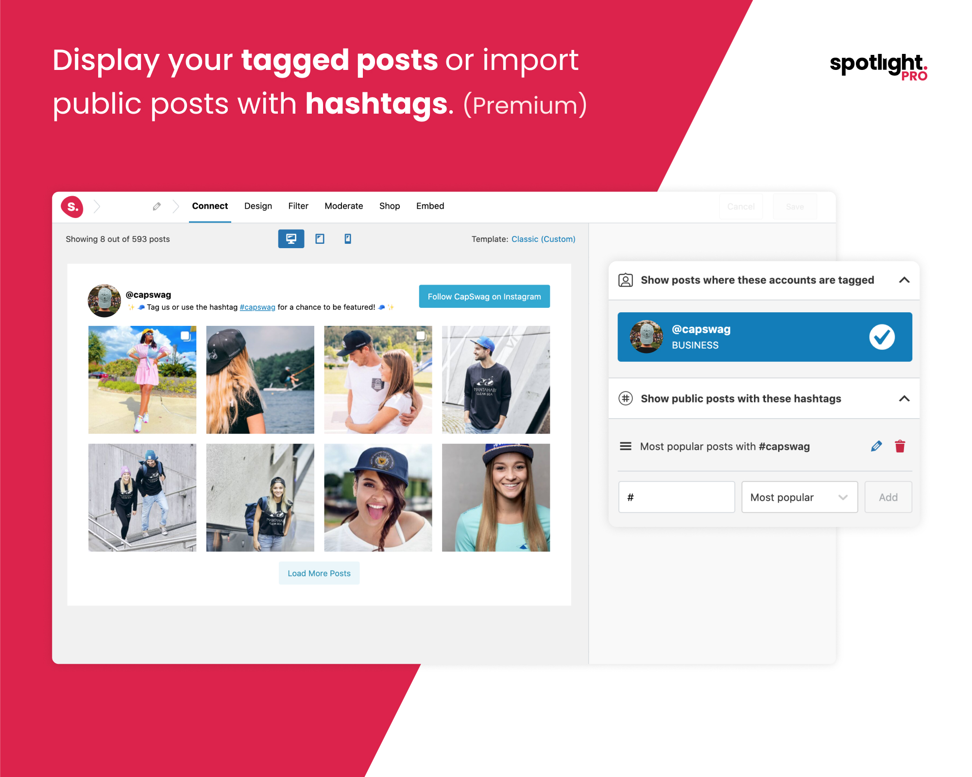 [Premium] Display your tagged Instagram posts and Instagram hashtag feeds.