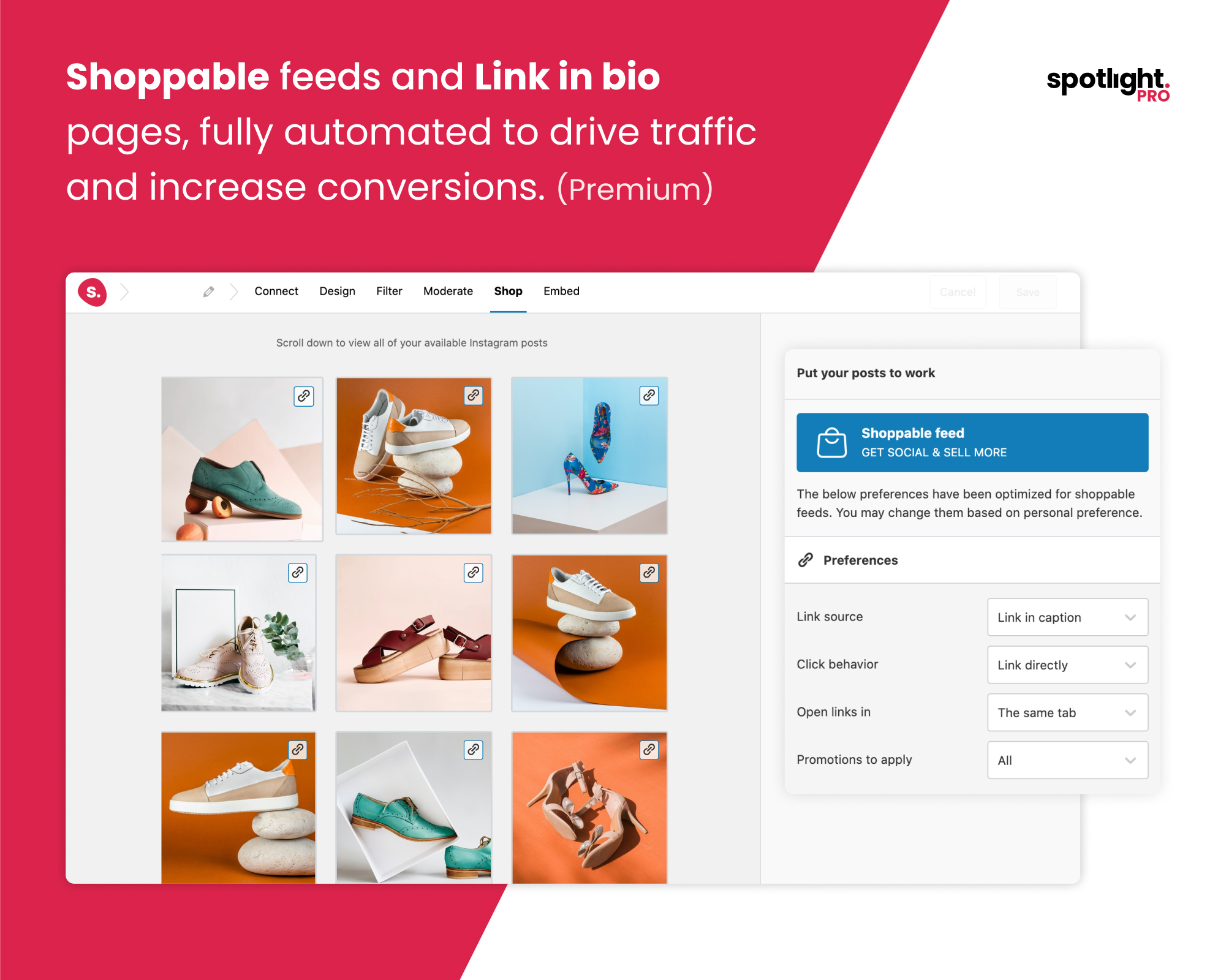 [Premium] Create shoppable Instagram Feeds and Instagram bio link pages in seconds. Link Instagram posts to articles, products, recipes, and much more.