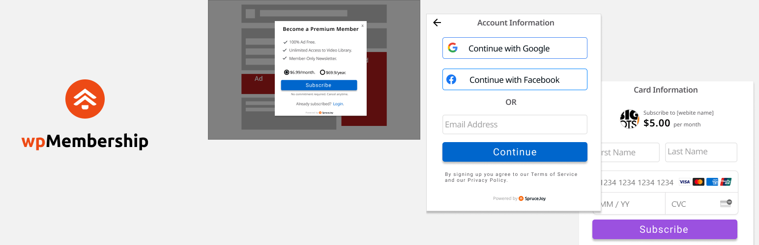 SpruceJoy Membership – Content Restriction, Ad-Free, Paid & Free Member Subscriptions