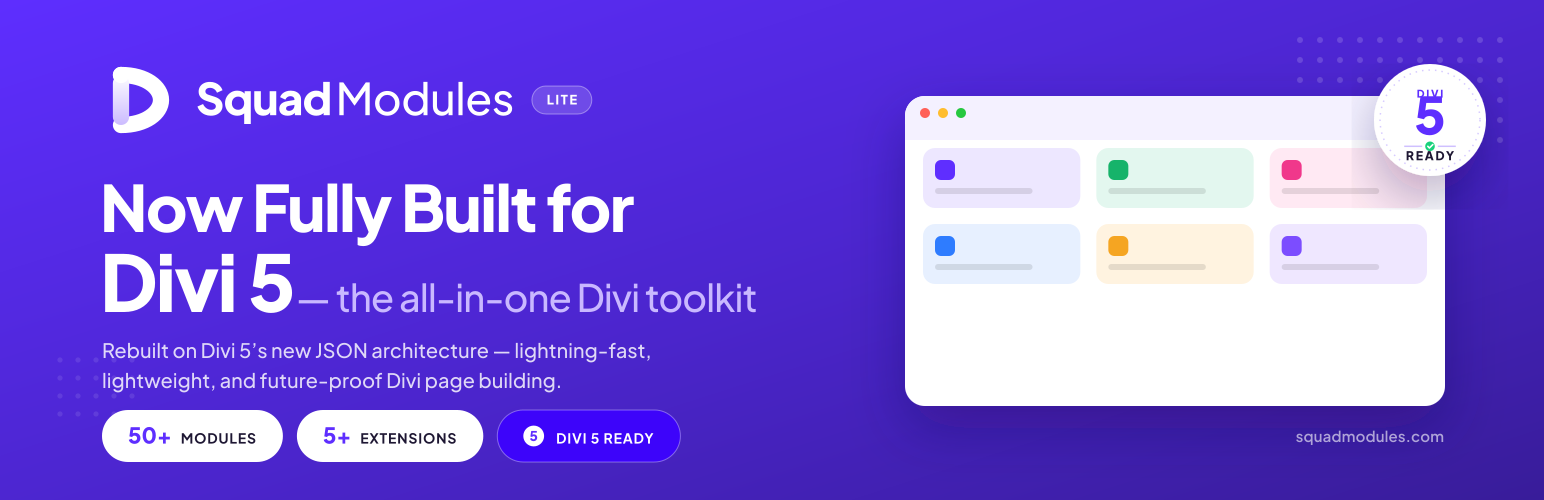 Squad Modules Lite – Advanced Divi Modules for Divi Theme, Extra Theme and Divi Builder