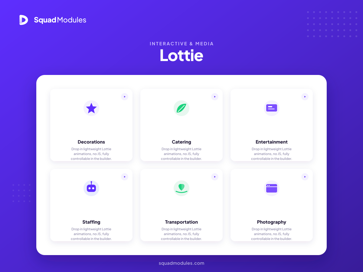Lottie Module - Drop in lightweight Lottie animations with no JavaScript, fully controllable from the Divi builder.