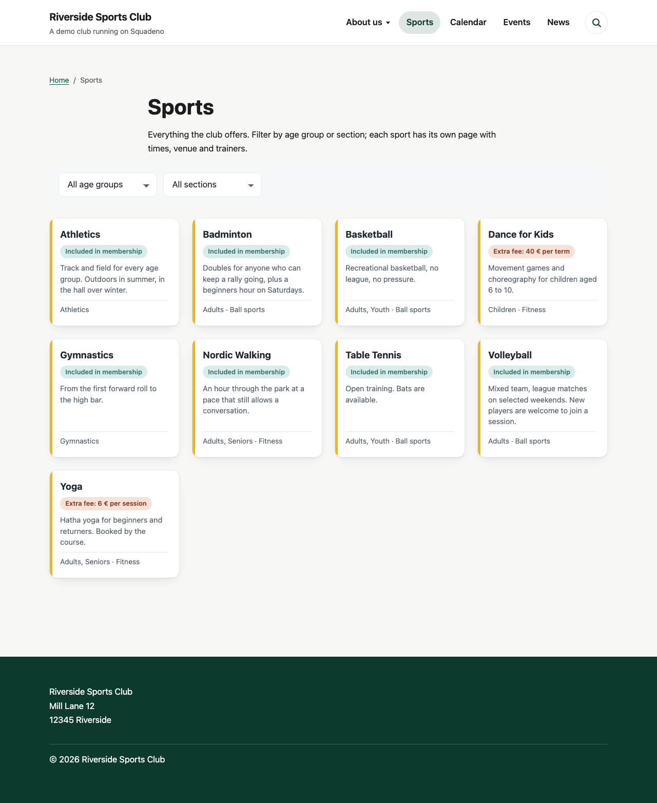 Squadeno – Club Sports Manager