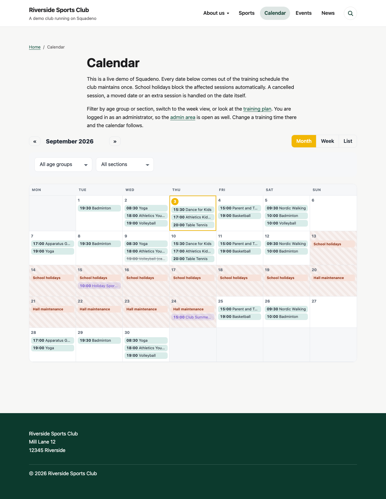 Squadeno – Club Sports Manager