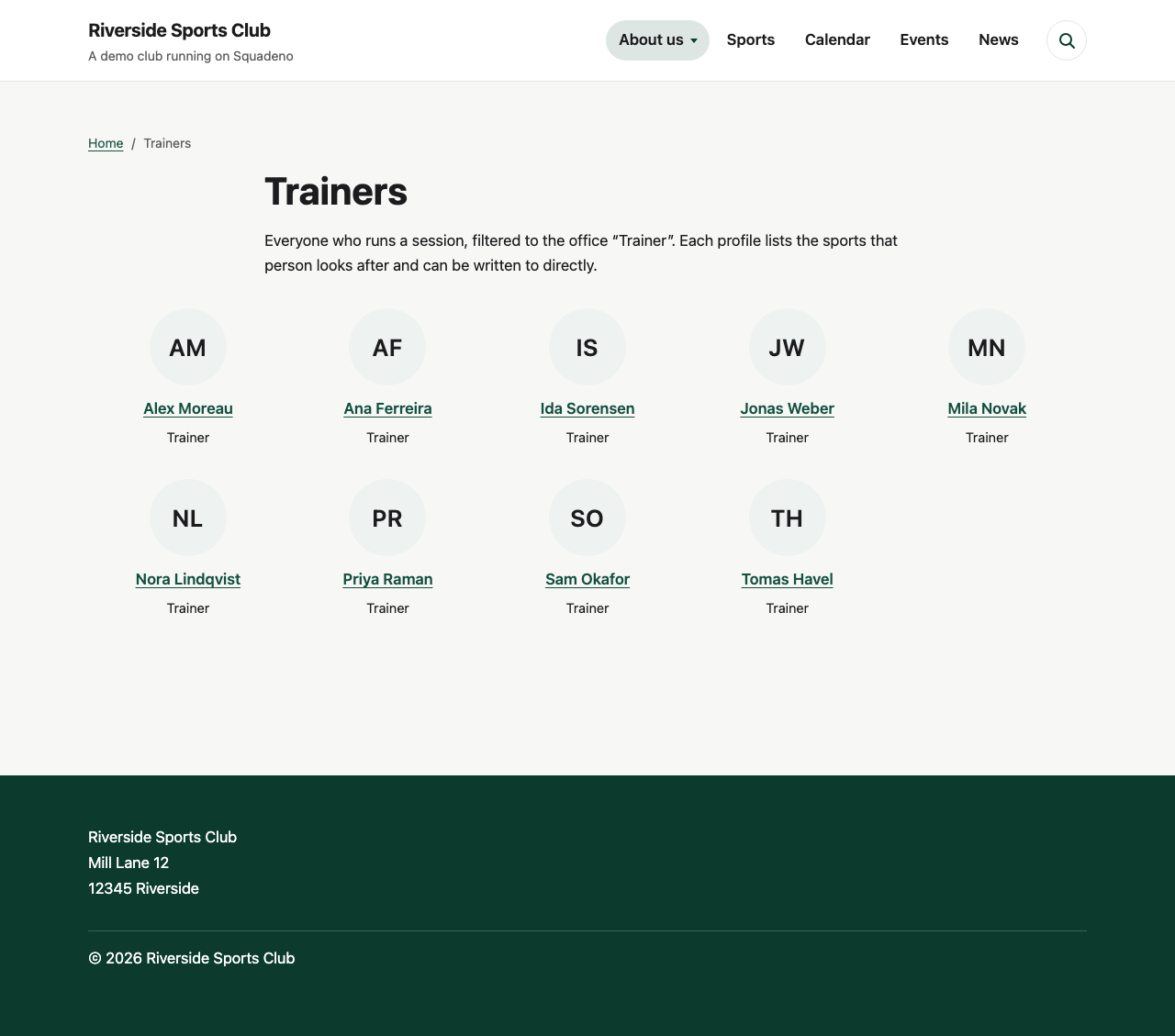 Squadeno – Club Sports Manager