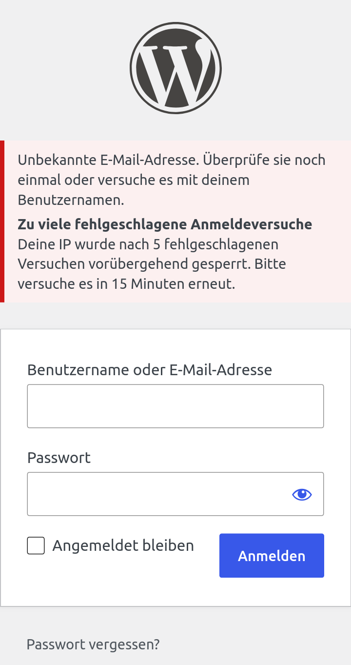 By default an address is locked out for fifteen minutes after five rejected Vereinsflieger logins, so brute force attacks cannot exhaust the club's daily request quota.
