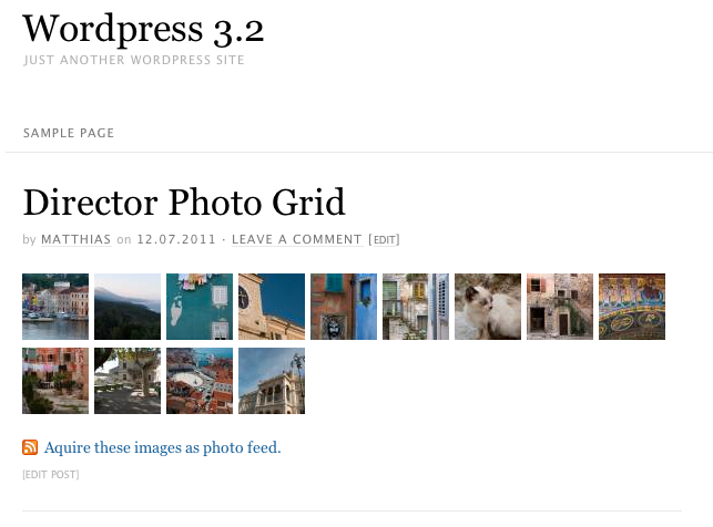 Example output of a photo grid with RSS photo link