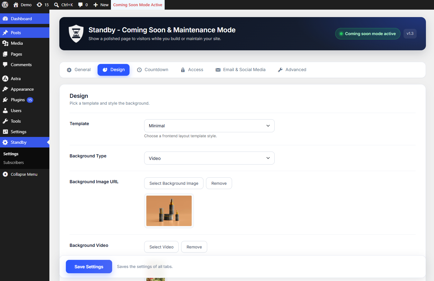 Design Settings