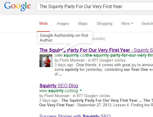 Google Rich Snippets with the author's image