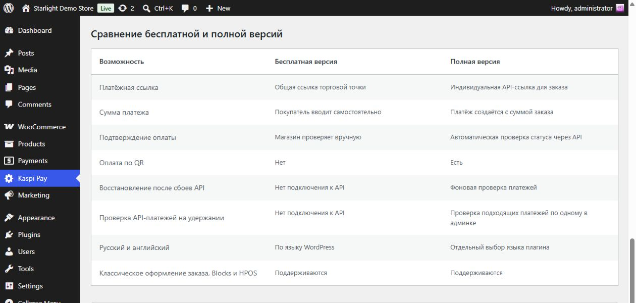 Russian comparison of the free and full versions. / Сравнение бесплатной и полной версий на русском.