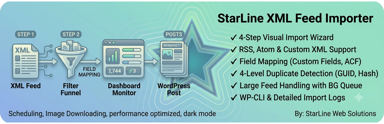 StarLine XML Feed Importer – RSS, Atom & Custom XML to Post Auto Importer