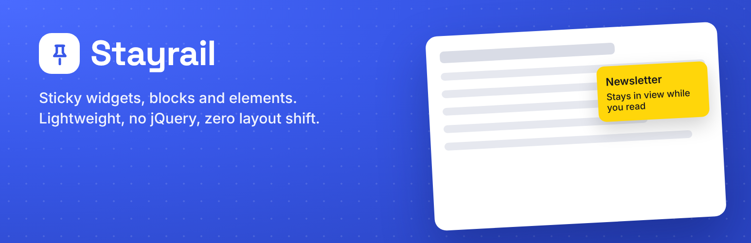 WordPress 外掛 Stayrail – Sticky Widgets & Elements 的封面圖片