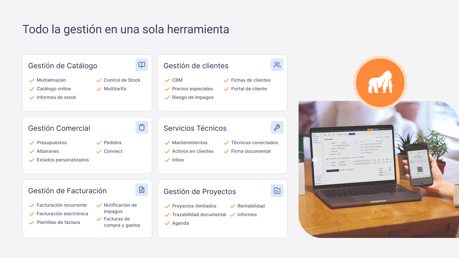 All your business in one tool — Manage orders, invoices, customers and products from the same platform.