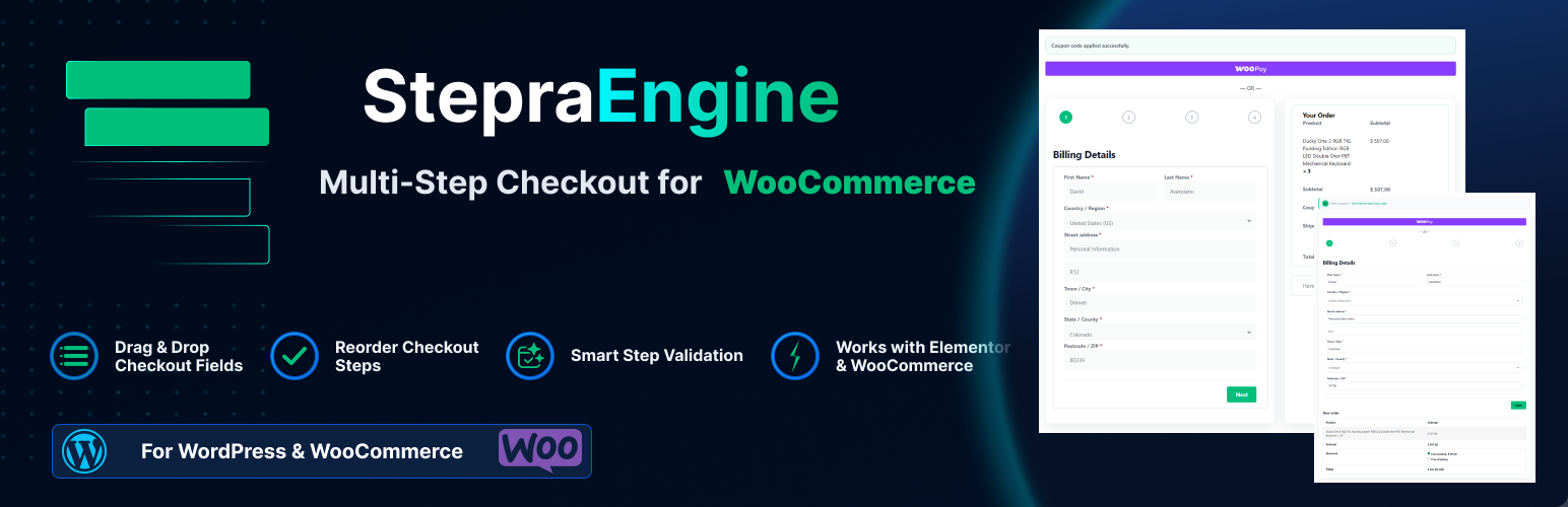 WordPress 外掛 StepraEngine Lite – Multi-Step Checkout for WooCommerce 的封面圖片