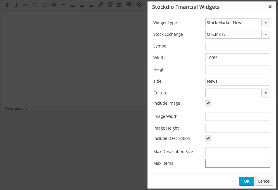 <p>Stockdio toolbar integration with easy to use dialog.</p>