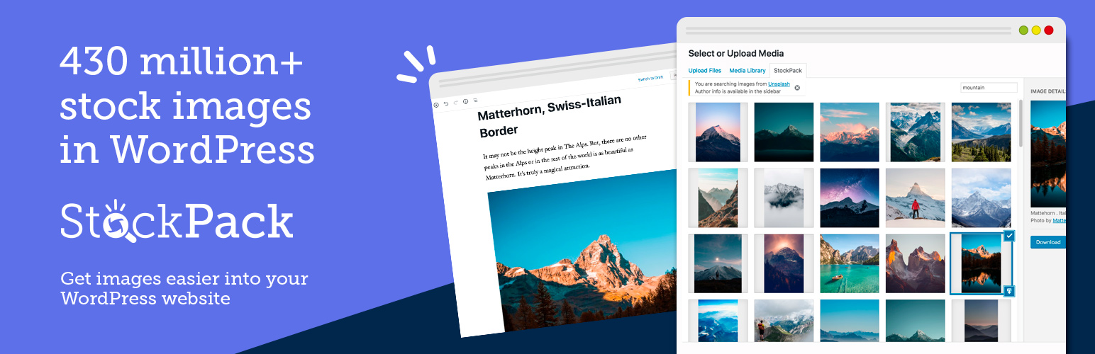 StockPack – Stock photos from Unsplash, Adobe Stock and more