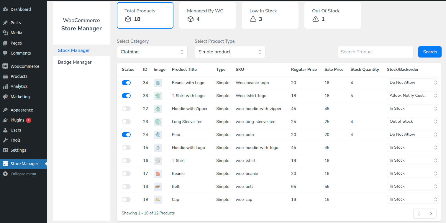 Store Manager – Advanced Stock Manager for WooCommerce - Screenshot 1