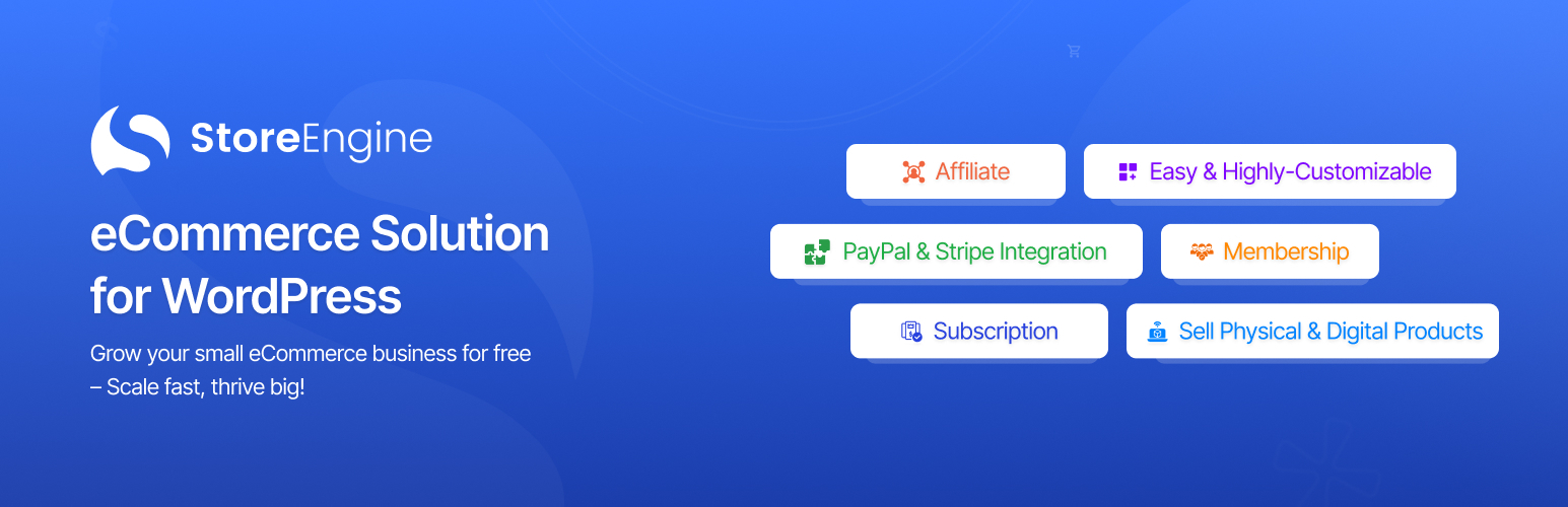 WordPress 外掛 StoreEngine – Powerful WordPress eCommerce Plugin for Payments, Memberships, Affiliates, Sales & More 的封面圖片。