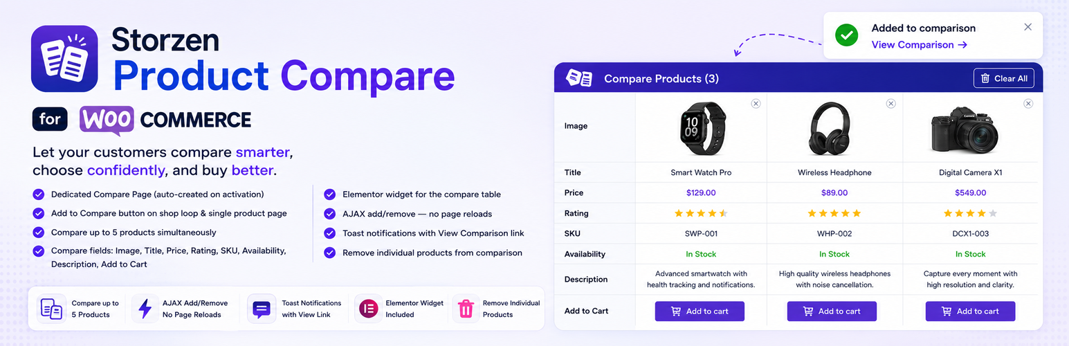 Storzen Product Compare for WooCommerce