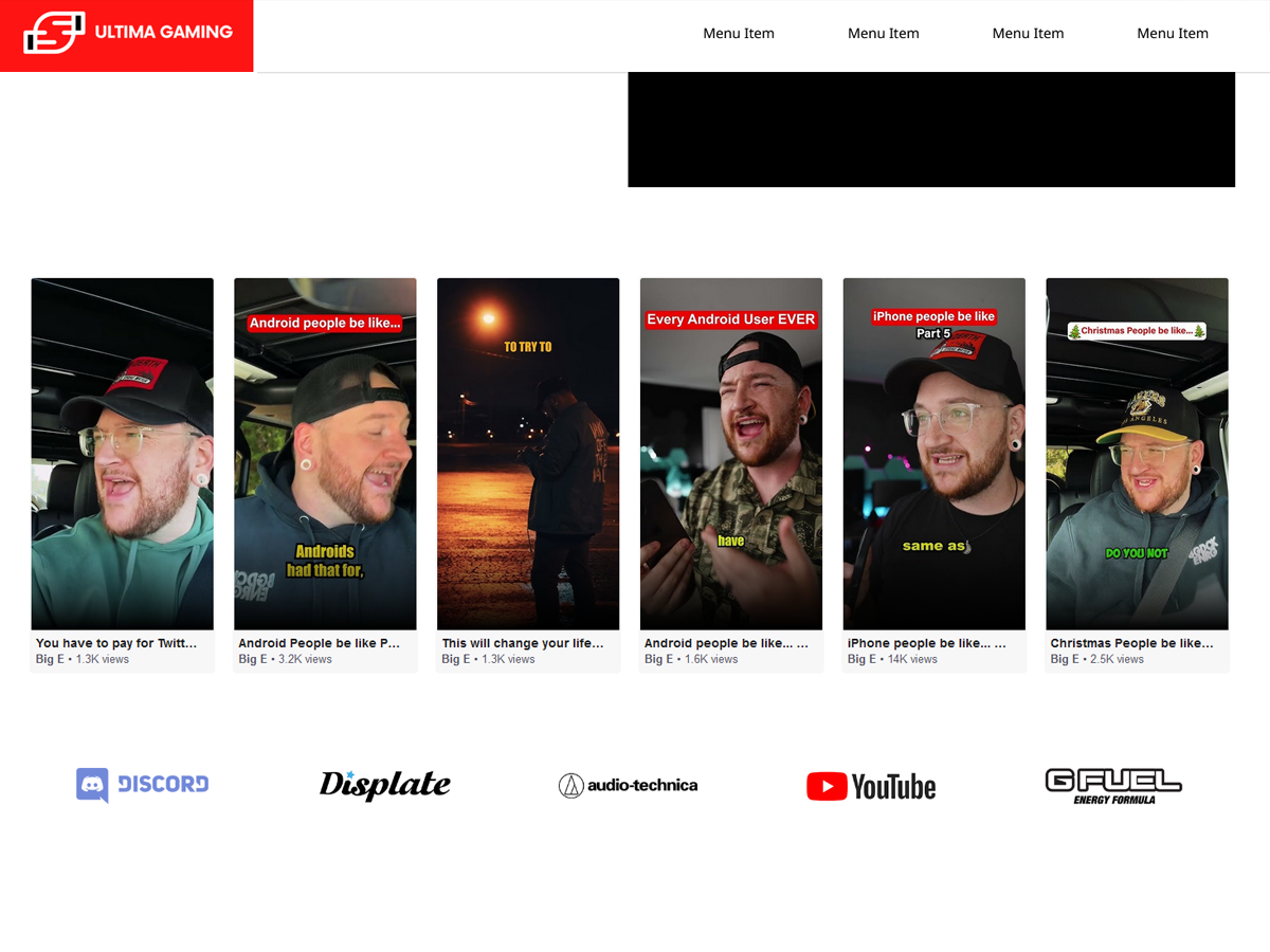 Display YouTube shorts content (showcase layout)