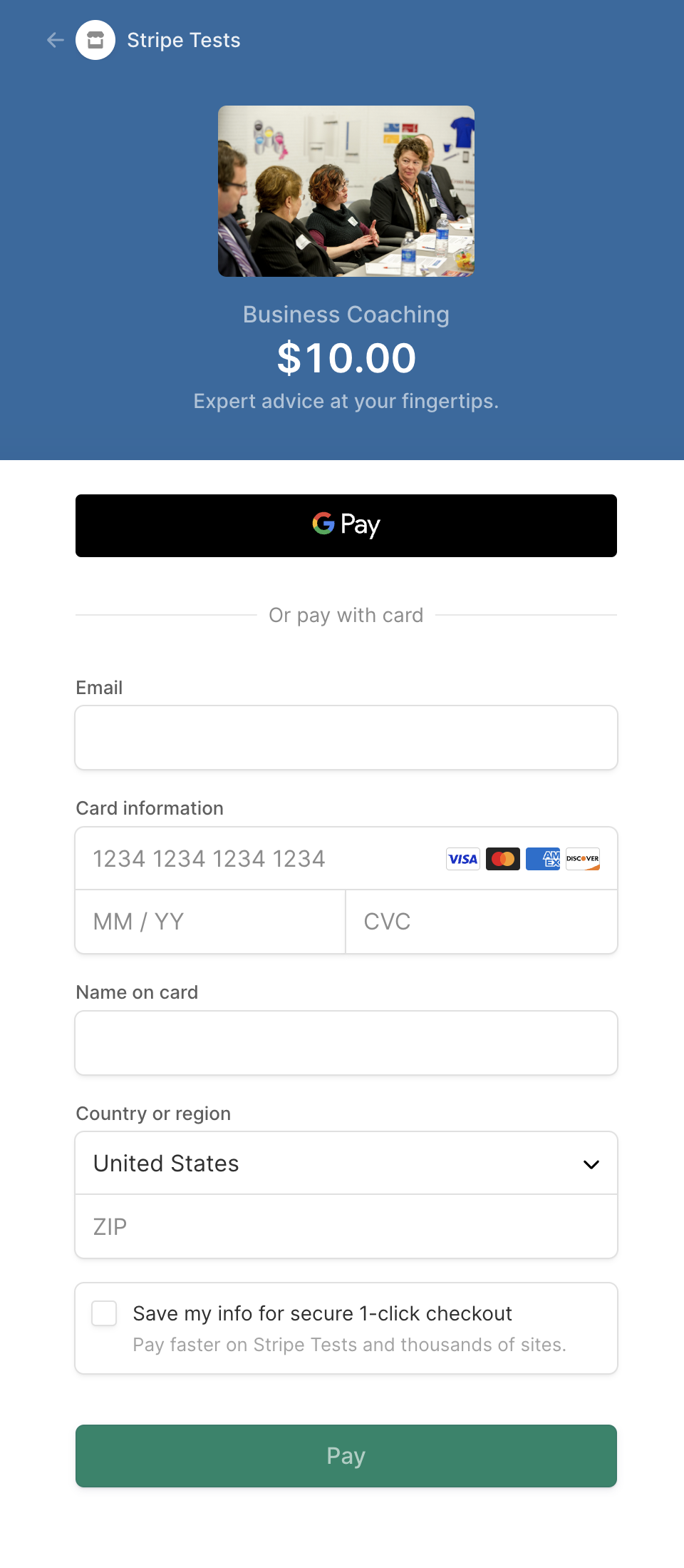 Mobile Stripe Checkout example