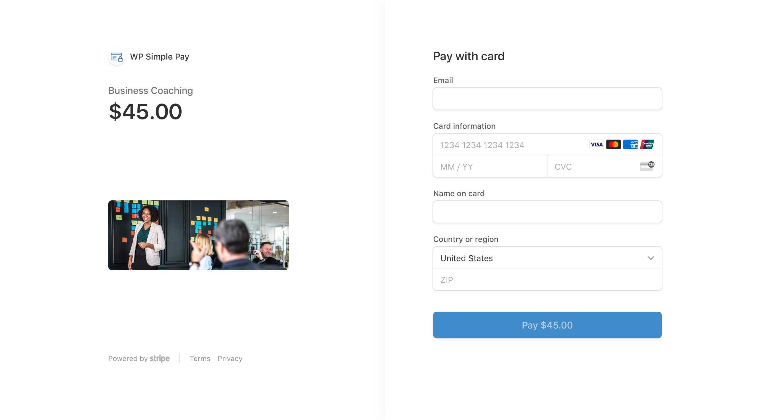 Desktop Stripe Checkout example
