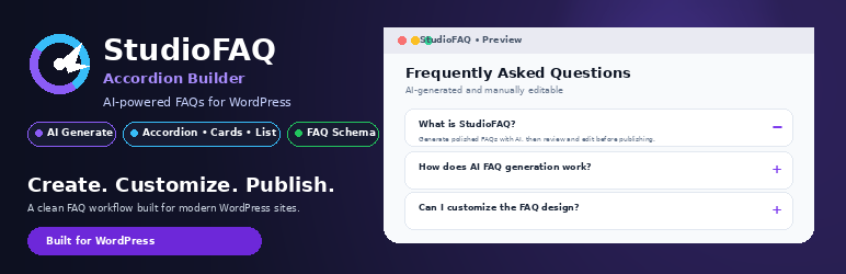 StudioFAQ Accordion Builder