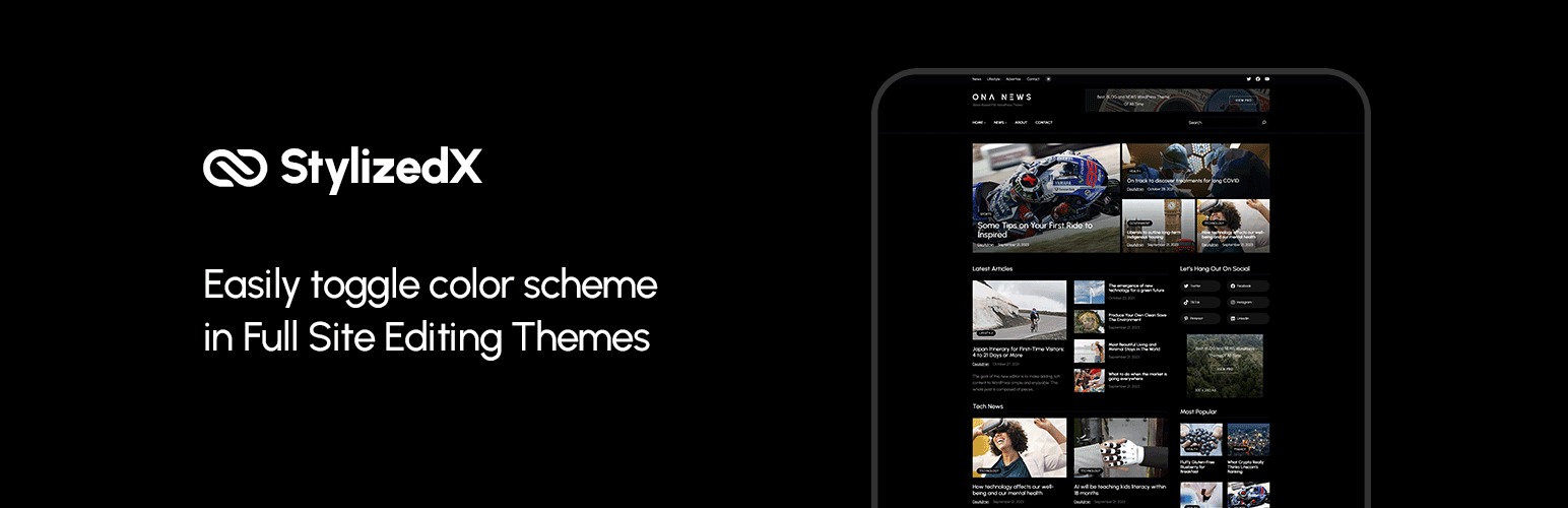 StylizedX – Variation Switcher Dark Mode for Full Site Editing (FSE) Themes