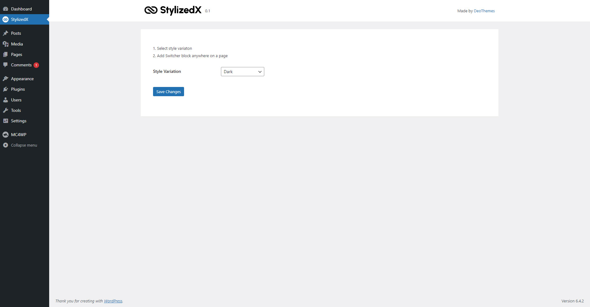 StylizedX &#8211; Variation Switcher Dark Mode for Full Site Editing (FSE) Themes