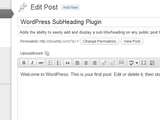 The subheading option is displayed directly below the main title.