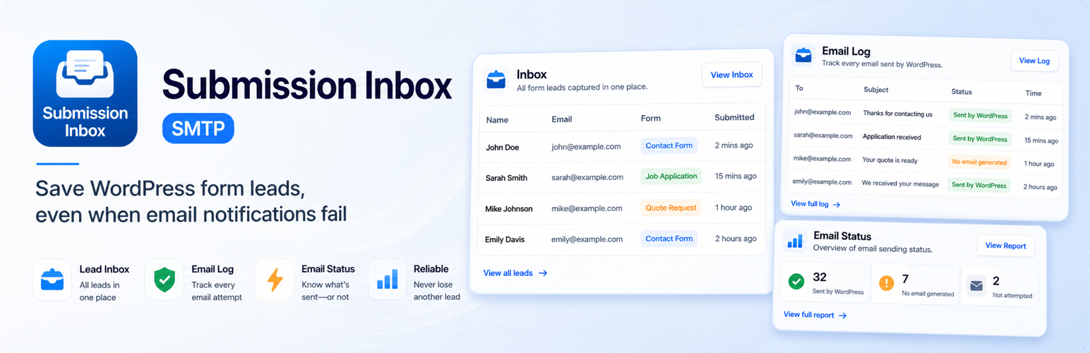 WordPress 外掛 Submission Inbox – Forms & Email Log 的封面圖片