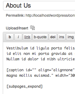 Shortcode in parent post