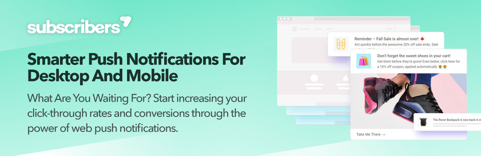 WordPress 外掛 Subscribers – Free Web Push Notifications 的封面圖片。