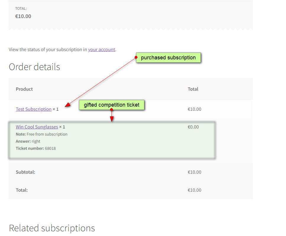 Subscription order with a gift (frontend)