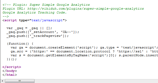 Source of the tracking code inserted just before &lt;/body&gt;.