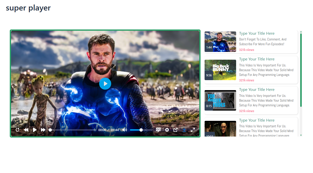Horizontal layout on playlist