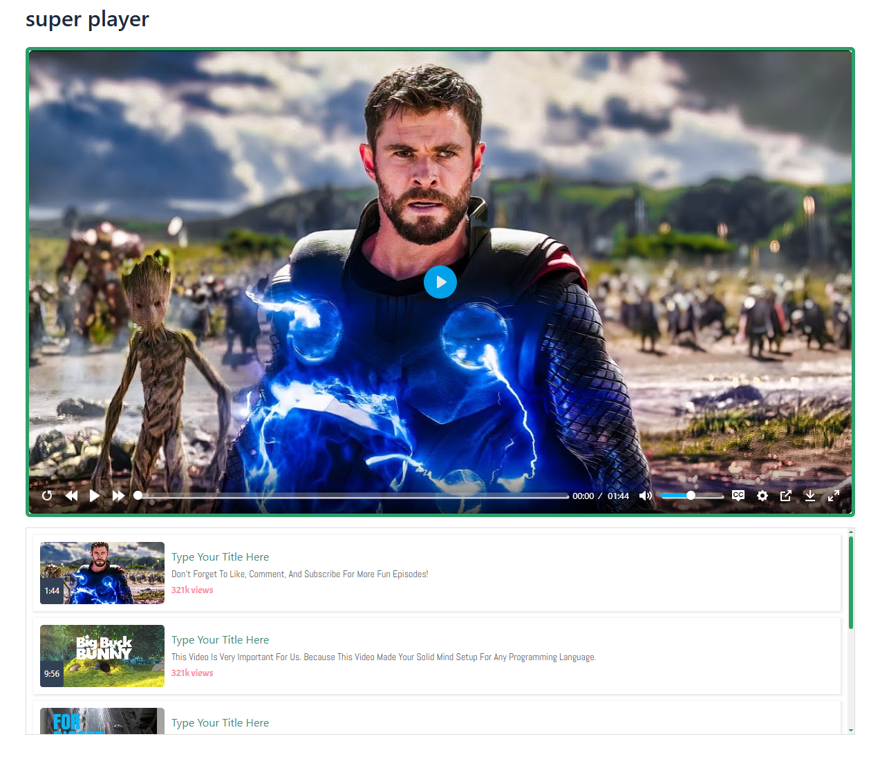Vertical layout on playlist