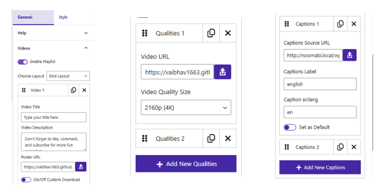 Block setting controls