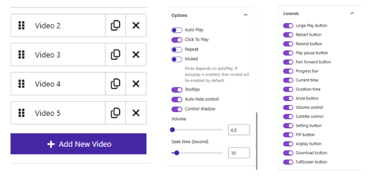Block setting controls