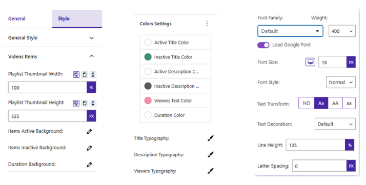 Block setting controls
