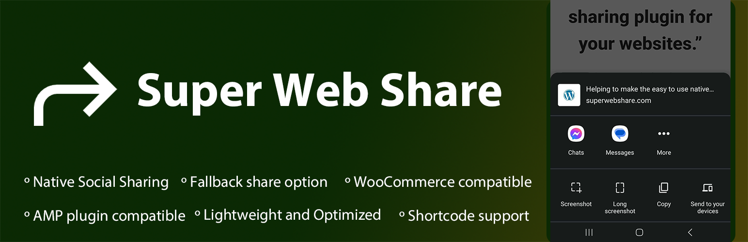 WordPress 外掛 Super Web Share – Native Social Sharing Button 的封面圖片。