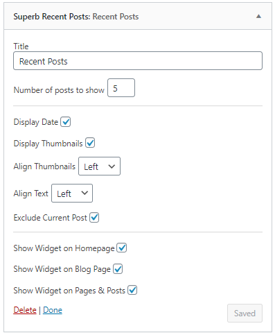 Widget Settings