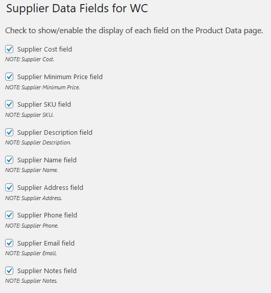 Supplier Data Fields for WooCommerce