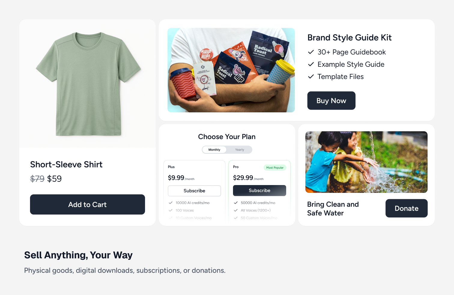 eCommerce, Digital Downloads & Subscriptions.