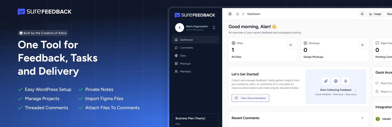 WordPress 外掛 SureFeedback Cloud 的封面圖片。