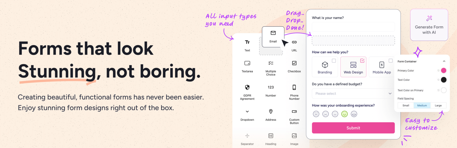 WordPress 外掛 SureForms – Drag and Drop Form Builder for WordPress 的封面圖片。