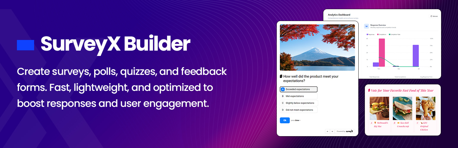 SurveyX Builder – Easy Feedback, Poll, Quiz & Survey