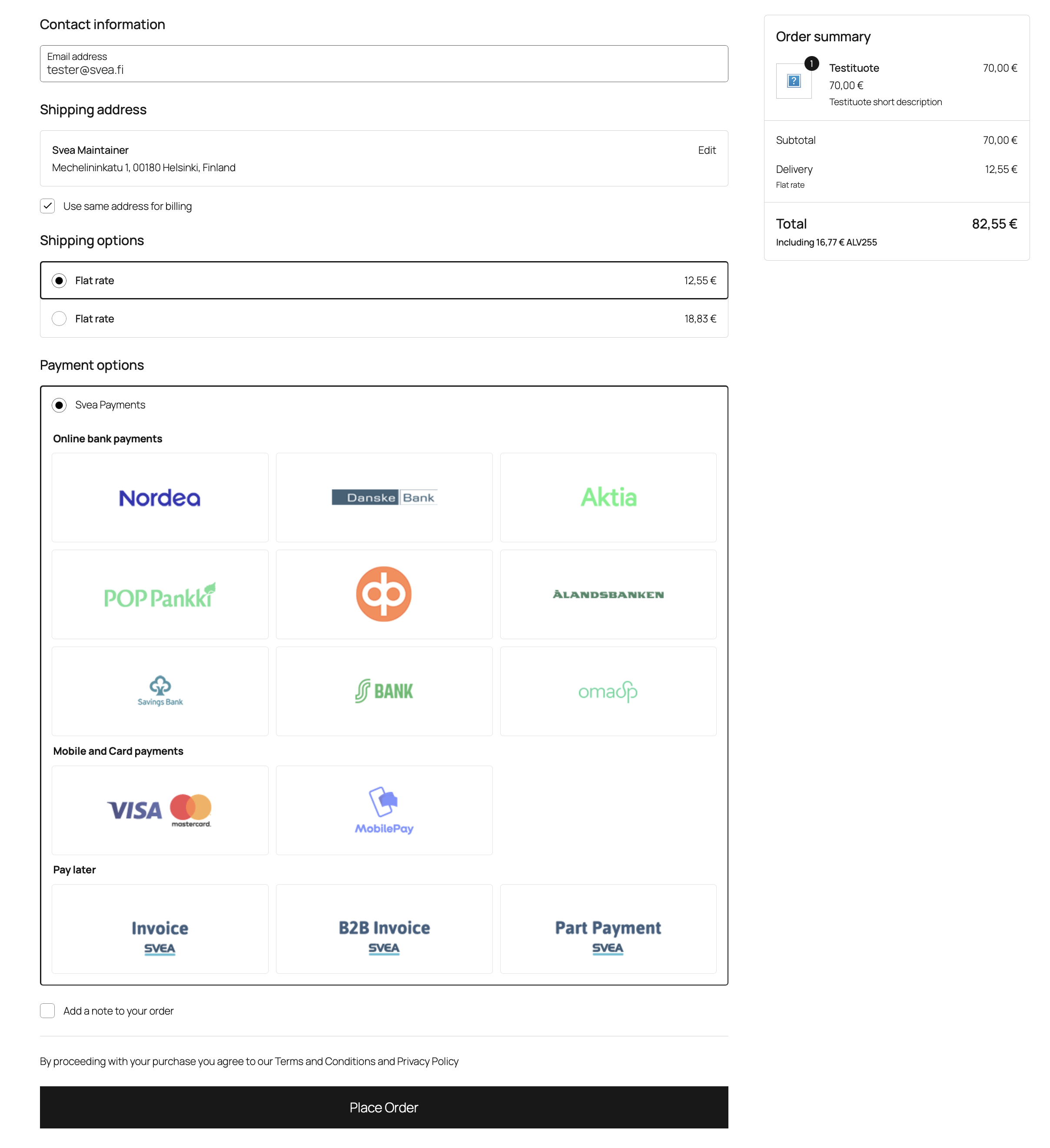 Checkout page with WooCommerce Blocks mode enabled.