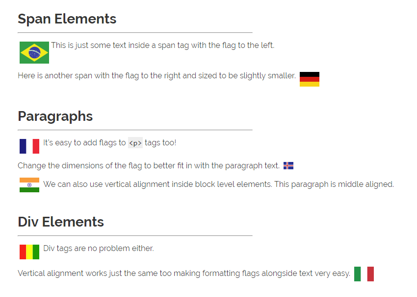 Div, Span, and Paragraph elements.